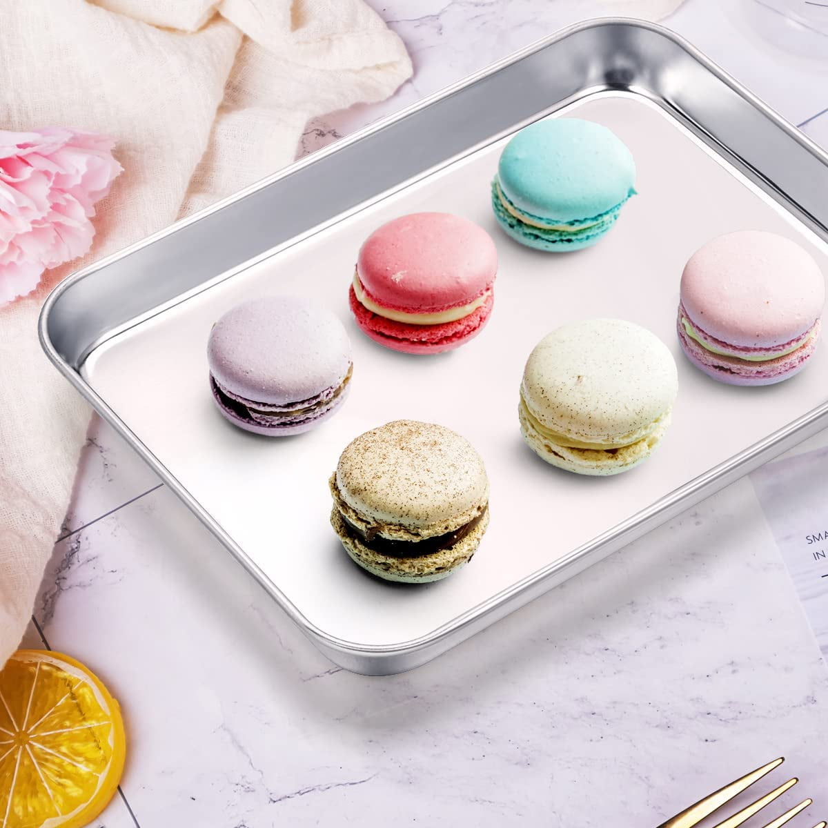 Baking Sheet, 15.75*11.81*0.99, Cookie Sheet Half Sheet Baking Pans Stainless Steel, Non Toxic & Healthy, Heavy Duty & Thick Gauge, Mirror Finish & Dishwasher Safe - 2 Piece