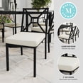 thumbnail image 4 of Martha Stewart Set of 2 Indoor-Outdoor Stackable Patio Side Dining Chairs with Steel Frames in Black with Cream All-Weather Cushions, 4 of 11