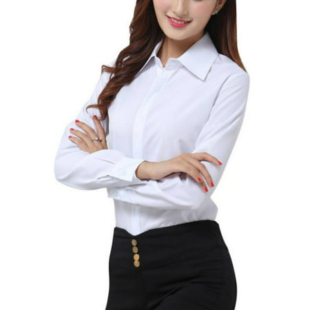 OUMY Women Casual Button Down Office Lady Shirt (Best White Button Down Shirt)