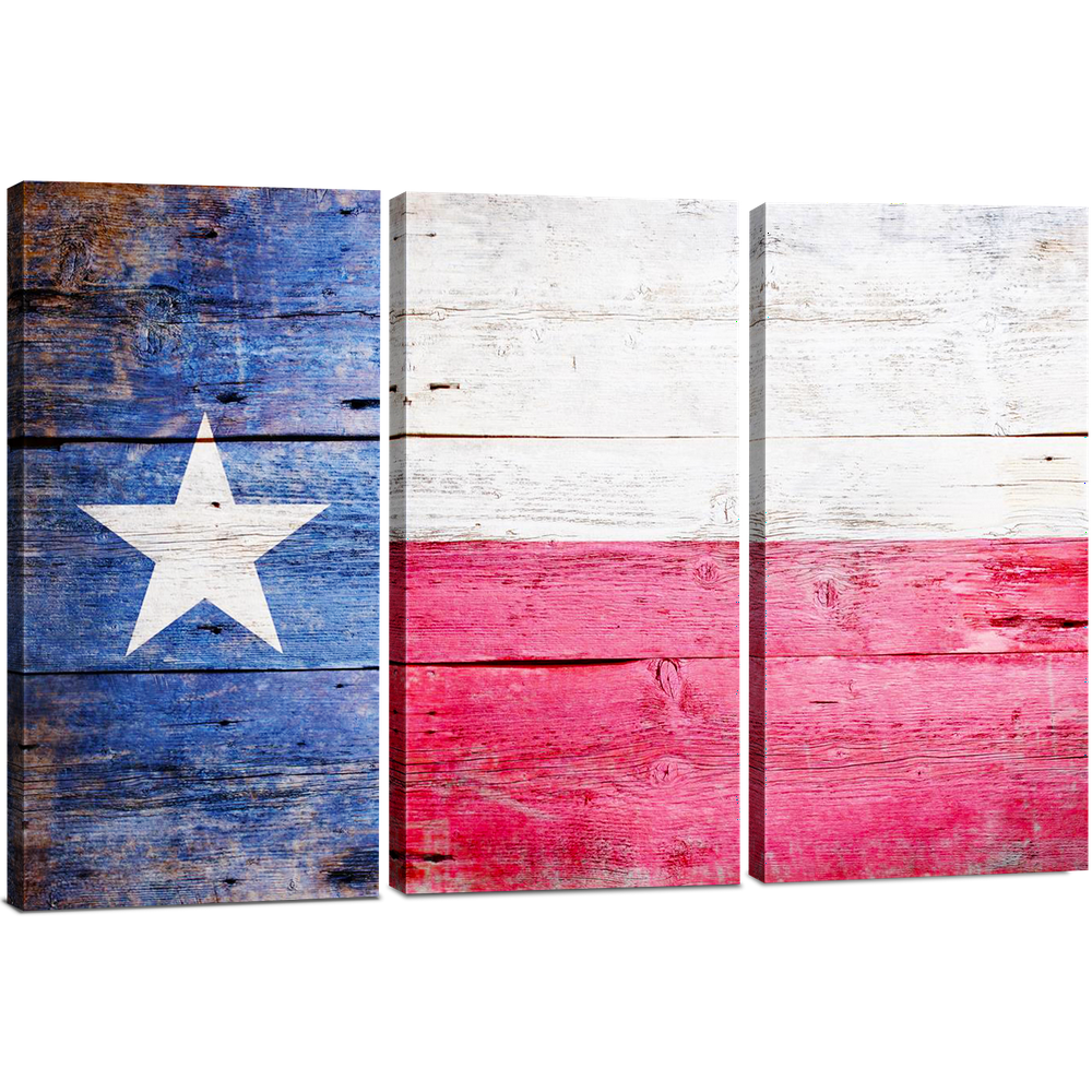 Texas Flag Canvas Wall Art Decor 3 Piece Set, Large Decorative Multi