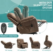 26 Inch Wide Seat Recliner Chair for Adults and Elderly, UHOMEPRO Oversized Power Lift Recliner Chair with Heat and Massage, Overstuffed Headrest, 350 lb Capacity, Brown