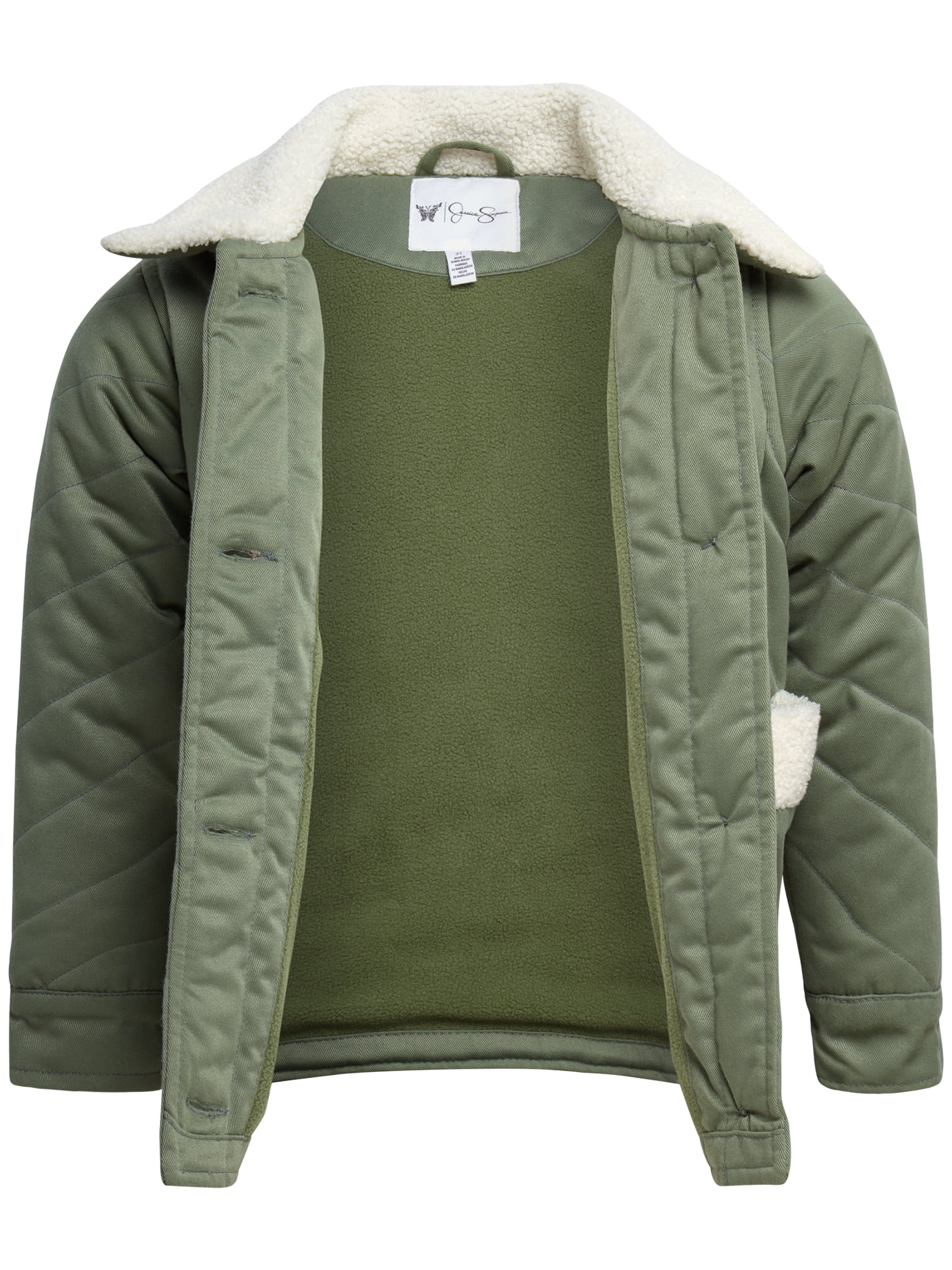Jessica Simpson Infant and Toddler Girls' Puffer Coat with Sherpa Collar, Sizes 12-24M