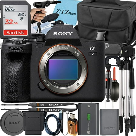 Sony a7 IV Mirrorless Camera + Tripod + 32GB Memory Card + Case + ZeeTech Accessory Bundle