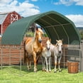 thumbnail image 3 of Mellcom 10'x10' Corral Shelter, Heavy Duty Round Style Canopy, Waterproof and UV Resistant Cover for Agricultural Storage,Green, 3 of 8