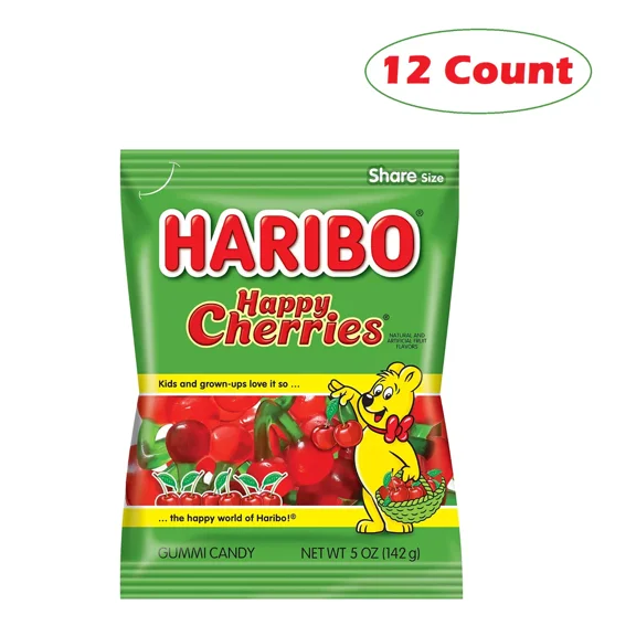 Haribo Gummi Candy, Happy Cherries, 5 oz. Bag (Pack of 12)