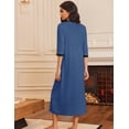 thumbnail image 4 of Ekouaer Women's Zipper Robe 3/4 Sleeves Housecoat Full Length Nightgown Soft Loungewear Robe with Pockets, 4 of 6