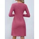 thumbnail image 5 of Minivestido de punto acanalado para mujer, traje liso de manga larga con botones, corte en A, ropa de calle para otoño, 2023, 5 of 6