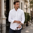 thumbnail image 5 of Men's Oxford Shirt Solid Casual Button Down Collar Shirts Long Sleeve Dress Polo Shirts with Pocket, XL, 5 of 6