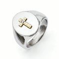 thumbnail image 1 of Stainless Steel with 10K Gold Cross and .02ct Diamond Polished Ring 9 Size, 1 of 3