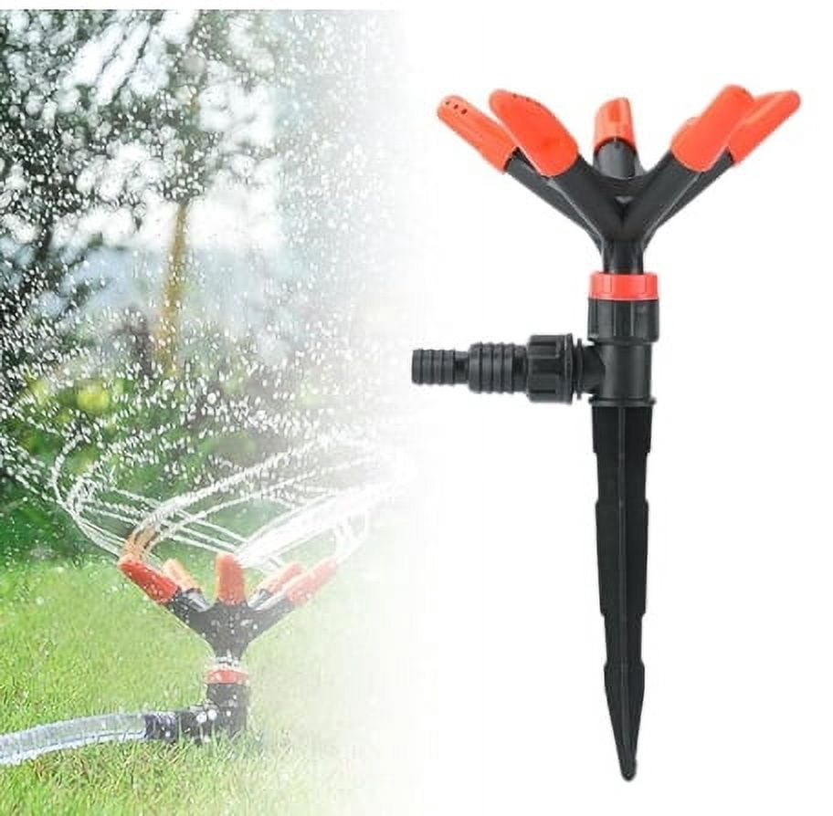 360 Degree Rotating Lawn Sprinkler - Automatic Yard Watering System for Large Areas, Adjustable Spray Pattern Garden Sprinkler for Lawn, Flower Beds & Vegetable Gardens, Durable Metal Base