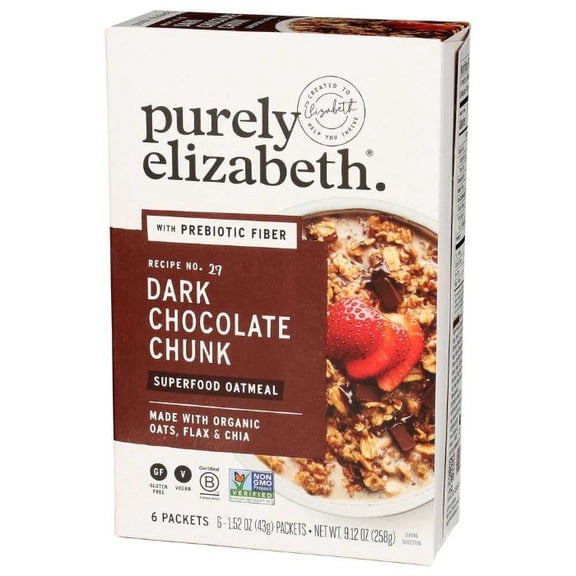 Purely Elizabeth, Oatmeal Superfood Dark Chocolate Chunk Multipack, 1.52 Ounce, 6 Pack
