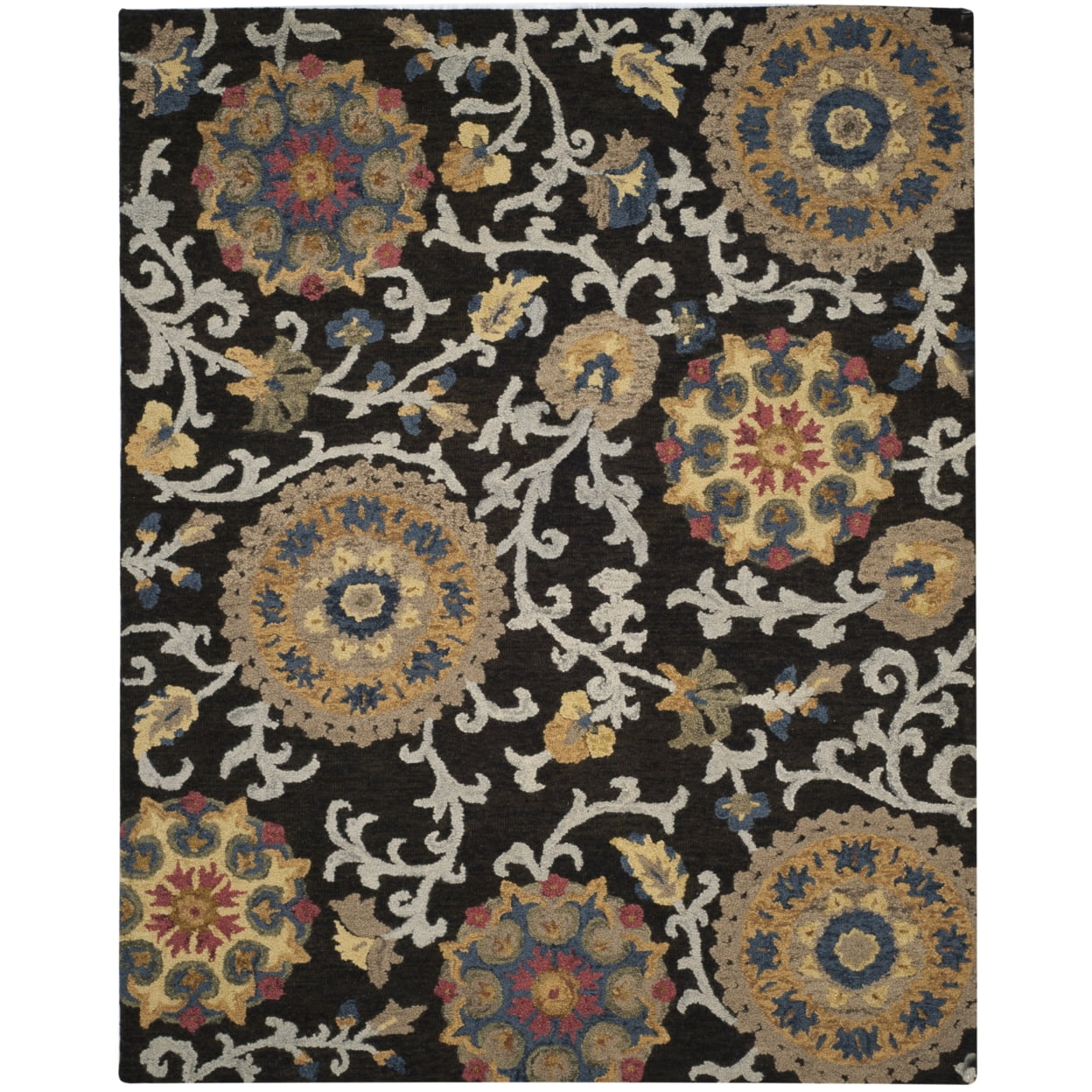 SAFAVIEH Blossom Danny Floral Wool Runner Rug, Charcoal/Multi, 2'3" x 16'