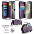 thumbnail image 2 of Estuche tipo Billetera Compatible con Samsung Galaxy S24 Plus Estuche para Teléfono con Bolsillo con Cremallera y Correa Magnética para el Hombro con Cierre a Presión de Cuero PU, 2 of 9