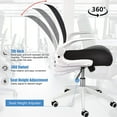 thumbnail image 4 of IPKIG Foldable Office Chair - Home Office Desk Chairs with Wheels and Flip-Up Arms - Ergonomic Backrest Mesh Computer Chair Adjustable Swivel Rolling Home Executive (White), 4 of 8
