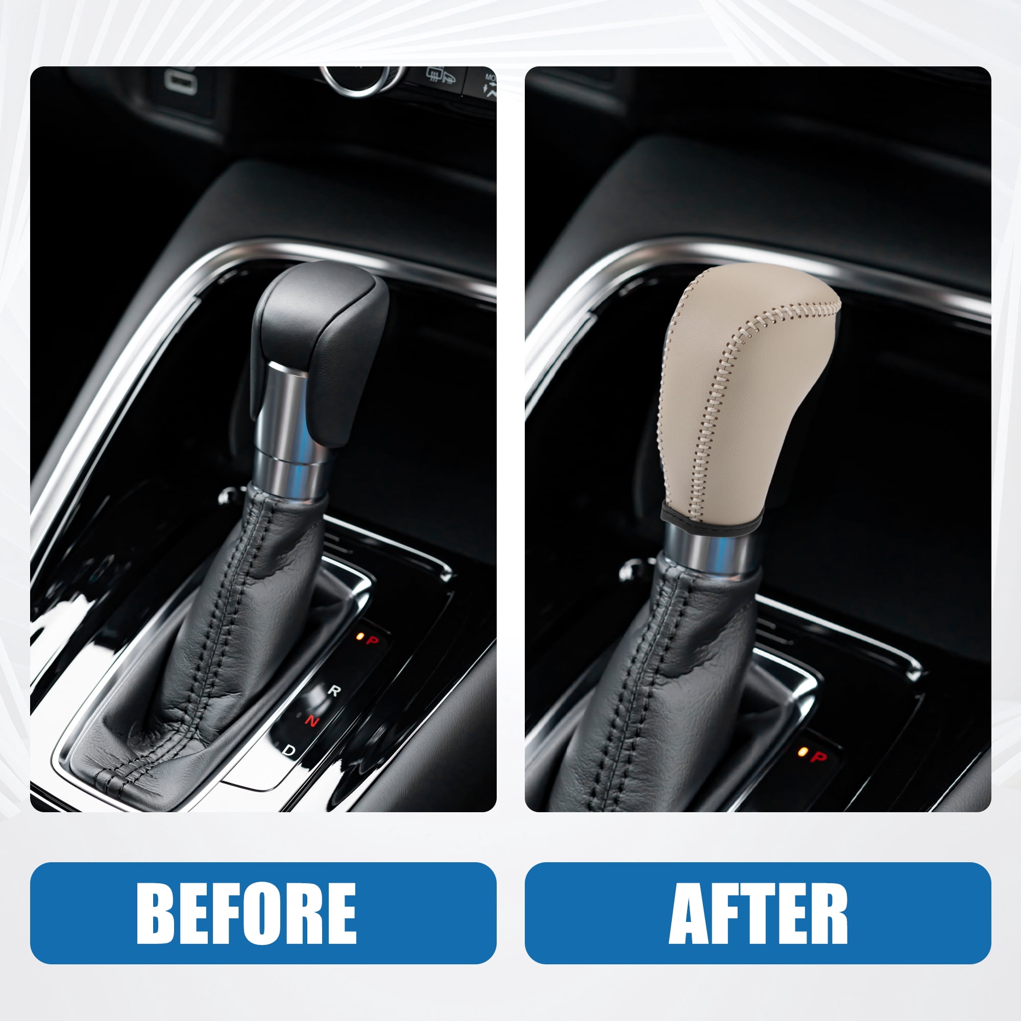 Unique Bargains Gear Shifting Knob Cover for Nissan Murano 2009-2013 Faux Leather Beige