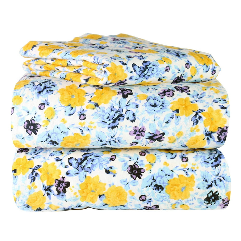 4 Piece 100 Soft Flannel Cotton Bed Sheet Set Queen/King Size