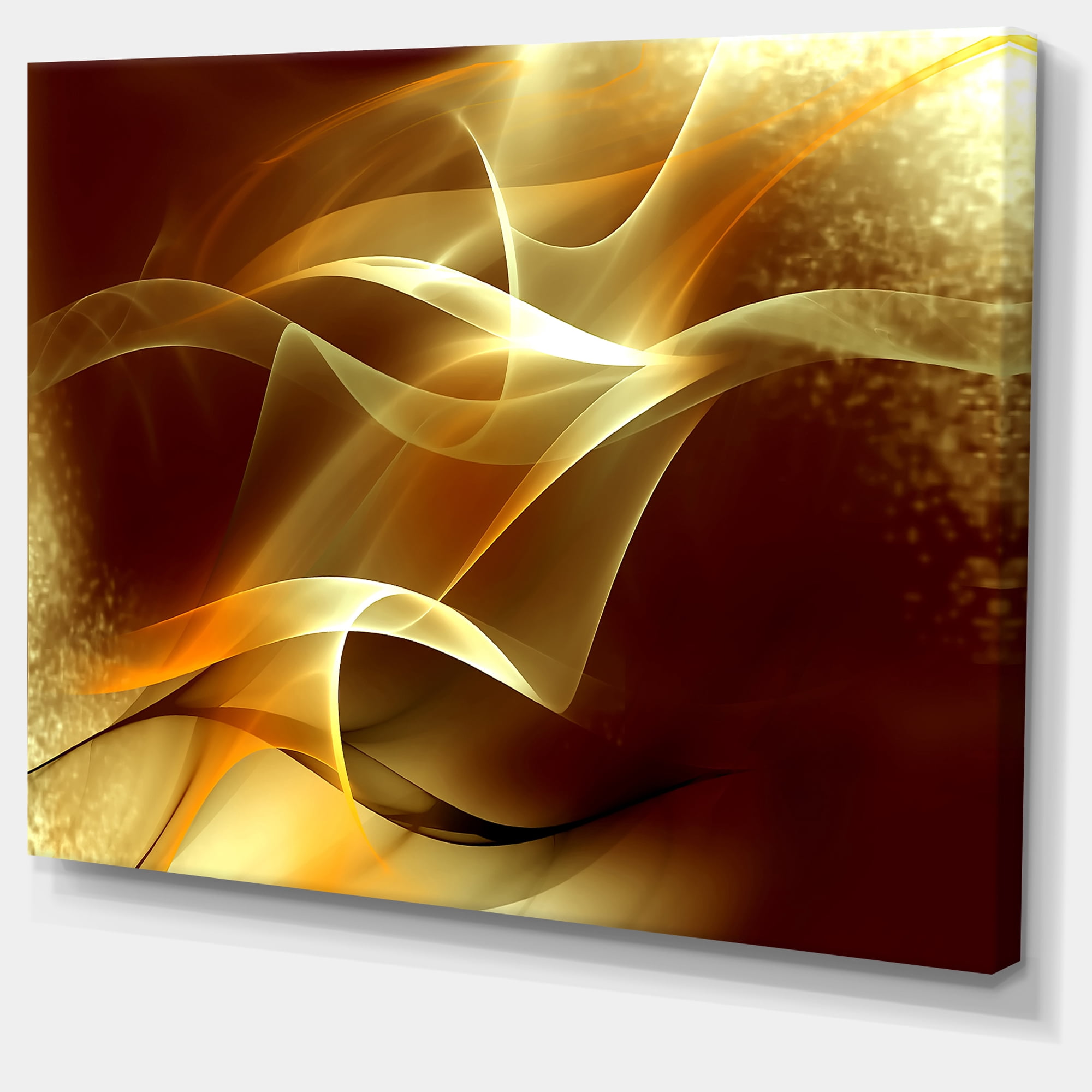 Designart 'Light Yellow Abstract Fractal Design ' Large Abstract Canvas Art
