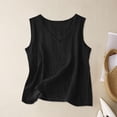 thumbnail image 2 of VNKIDY Womens Sleeveless V Neck Linen Tank Top Solid Color Casual Loose Fit Cami For Summer Beach Vacation Office Daily Wear Black, 2 of 4