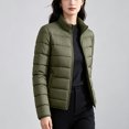 thumbnail image 4 of Smsaxvxz Women's Puffer Jacket Casual Quilted Packable Lightweight Zip Up Coats Long Sleeve Windproof Winter Warm Outerwear Army Green L, 4 of 6