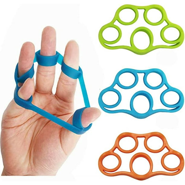 Reforzador de agarre manual, 3 PCS Reforzador de dedos Ejercitador de dedos de silicona Bandas de resistencia del antebrazo Fuerza de ejercicio para rehabilitación, reduce el dolor