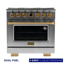 36 in. 5.2 cu. ft. 6 Burners Dual Fuel Range for Propane Gas in Stainless Steel