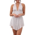 thumbnail image 1 of ZAXARRA Femmes Paillettes Paillettes Licol Robe Sans Manches Dos Évasé Mini Robe Clubwear, 1 of 5