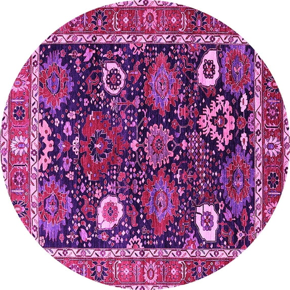 Ahgly Company Indoor Round Oriental Pink Industrial Area Rugs, 7' Round
