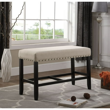 Roundhill Biony Tan Fabric Counter Height Dining Bench with Nailhead (Best Over The Counter Spray Tan)