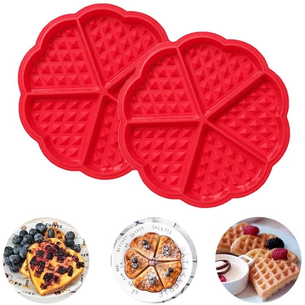 Molde para hornear gofres de silicona con forma de corazón, 2 uds., molde para magdalenas y panqueques de 5 cavidades, herramienta de decoración para hornear casera DIY Zhivalor MZQ-0782