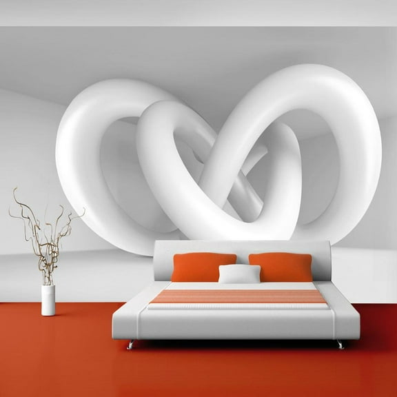 Tiptophomedecor Peel and Stick 3D Illusion Wallpaper Wall Mural - White Weave - Removable Wall Decals