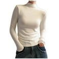 thumbnail image 3 of Aboser Mock Neck Shirts for Women Long Sleeve Petite Tops Soft Solid Color Basic Tees Slim Fit Versatile Layering Shirt Casual Comfy Undershirts, 3 of 6