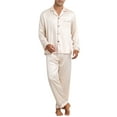 thumbnail image 2 of INSPIRE CHIC Satin Pajamas Set for Men's 2 Pieces Homewear Long Sleeve Nightshirt Casual Loungwear, 2 of 6