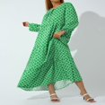 thumbnail image 3 of PENGXIANG Robe Maxi à Manches Courtes Bouffantes Col en V Été Boho Imprimé Floral Robe Smockée Évasée Violet Foncé TTG, 3 of 8