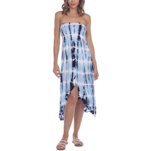 Raviya Women's Strapless Dress Swim Cover-Up (XL, Navy Multi)