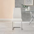 thumbnail image 5 of Furniturebox UK Lorenzo Modern Adult Faux Leather Chrome Dining Chairs, Off-White (Set of 2), 5 of 6