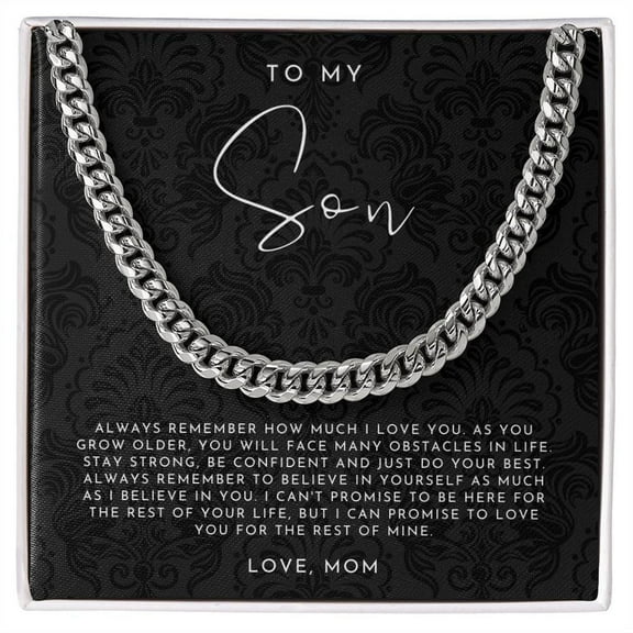 Son Necklace, Mother To Son Gift Cuban Link Chain Necklace Standard Box