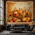 thumbnail image 6 of Pumpkin Basket Among Sunflowers and Apples, Cozy Vintage for Fall Decor Fans, Fruit Still Life Art, Thanksgiving Hostess Gift, Tapestry Wall Hanging for Dining Room and Den, 6 of 7