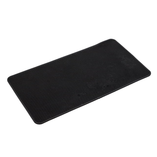 Black Non Slip Car Dashboard Mat Rubber Material For Phones Sunglasses Keys Heat Resistant Washable 10.62X5.90 Inch