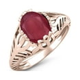 thumbnail image 2 of 9X7MM Oval Shape Ruby Glass Filled 925 Sterling Silver Rose Vermeil Victorian Vintage Style Solitaire Art Deco Valentines Day Gifts Ring, 2 of 3