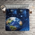 thumbnail image 2 of Ambesonne Space Quilted Coverlet 3 Pcs, Planet Earth Solar System, Queen Size, Blue Green, 2 of 2