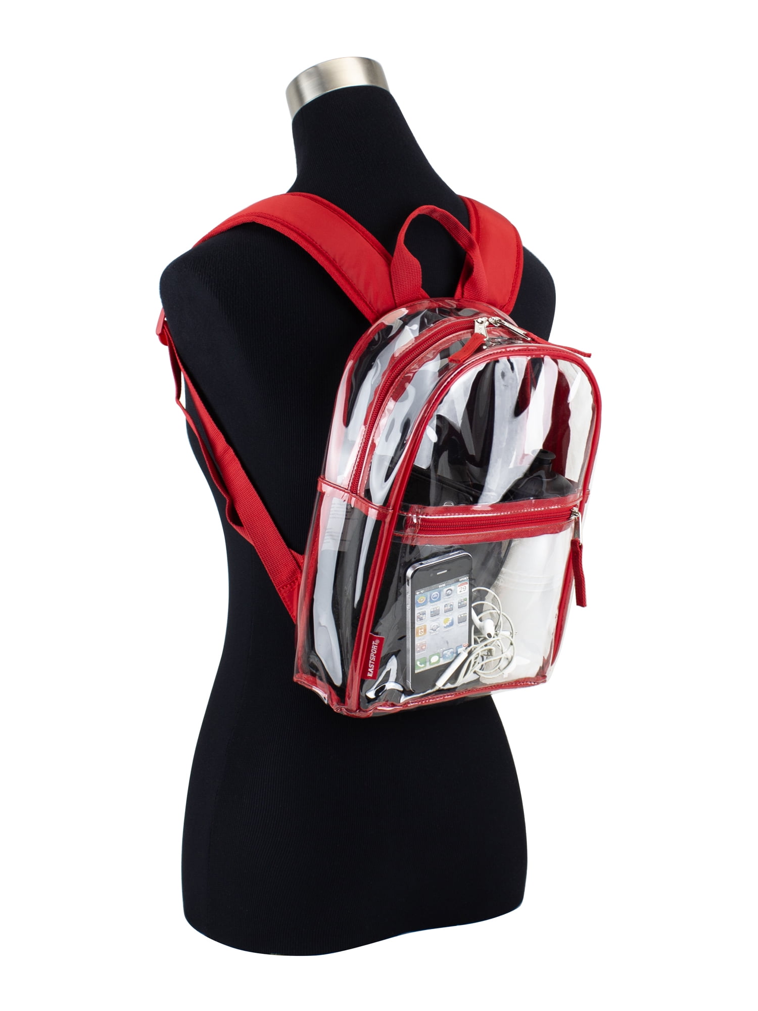 Eastsport Unisex Clear Mini Dome Backpack, Red Trim