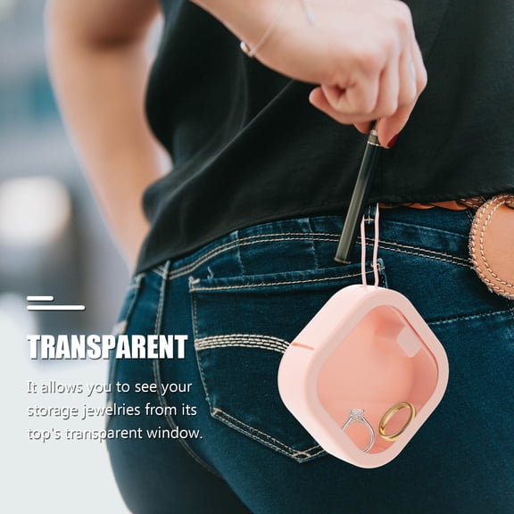 FOMIYES Convenient Jewelry Box Pink Transparent Window for Easy Jewelry Access