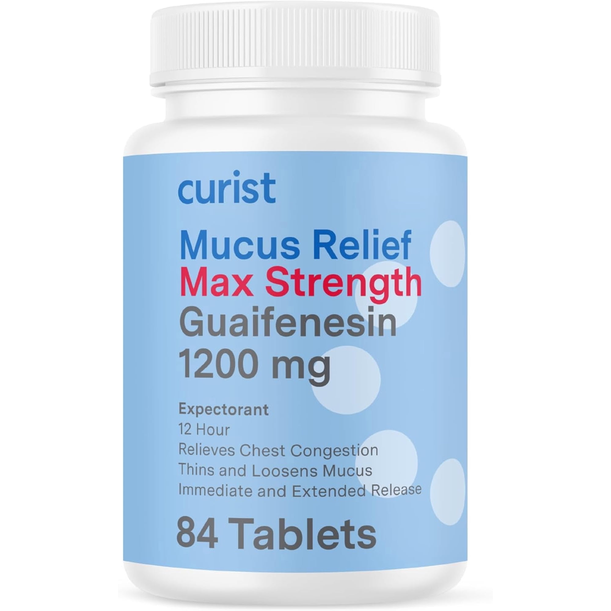 Curist Guaifenesin Mucus Relief 1200 mg Maximum Strength OTC, 84 Count Extended Release Tablets, Reduce Mucus Clear Congestion (84 Count Tablet Bulk Pack)