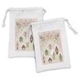 thumbnail image 1 of Birdhouse Fabric Pouch Set of 2, Pastel Tone Nests Floral Ornaments Covered in Snow, Small Drawstring Bag for Toiletries Masks and Favors, 9" x 6", Multicolor, by Ambesonne, 1 of 2