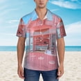 thumbnail image 2 of Disketp Pastel Pink Beach Cafe Hawaiian Shirts for Men,Mens Casual Short Sleeve Button Down Shirts Beach Shirt,Small, 2 of 7