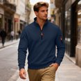 thumbnail image 3 of Men's Fleece Round Neck Pullover, Solid Color Hoodie Fleece Jacket for Winter, Outdoor Activities, Camping and Cold Weather Protection,Navy,3XL, 3 of 6