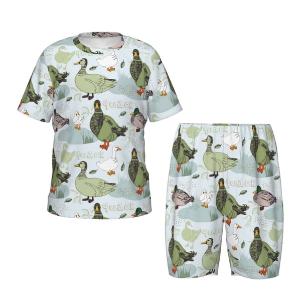 Balery Mallard Ducks Wild Birds Conjunto de Pijama Infantil de Manga Corta con Estampado – Ropa de Dormir de Algodón Suave-4X-Large