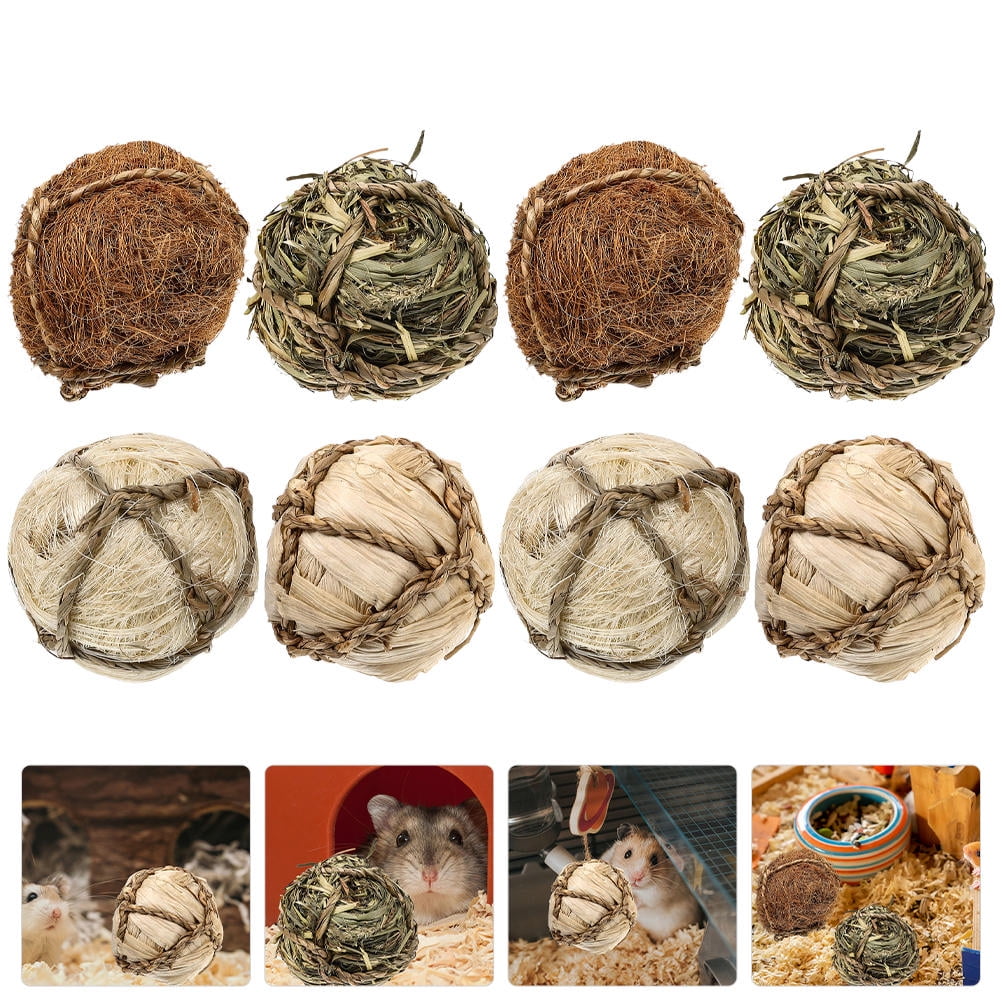 Luxshiny Water Grass Small Animal Chew Ball for Rabbits and Hamsters 8Pcs
