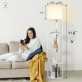 thumbnail image 6 of ATAMIN Alvis Edge Tall Standing Modern Corner Floor Lamp with Shelves, Decorative Floor Lamp, White, 72", 6 of 6
