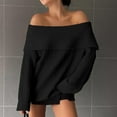 thumbnail image 4 of Lenpel Women's off the Shoulder Sweaters Casual Loose Long Sleeve Oversized Knitter Pullover Tops Fall Winter Fashion Clothes(Black,Large), 4 of 7